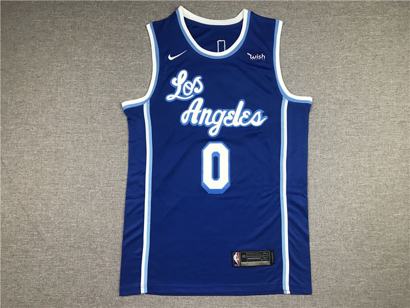 Men Los Angeles Lakers 0 Westbrook Blue Game Nike 2021 NBA Jerseys